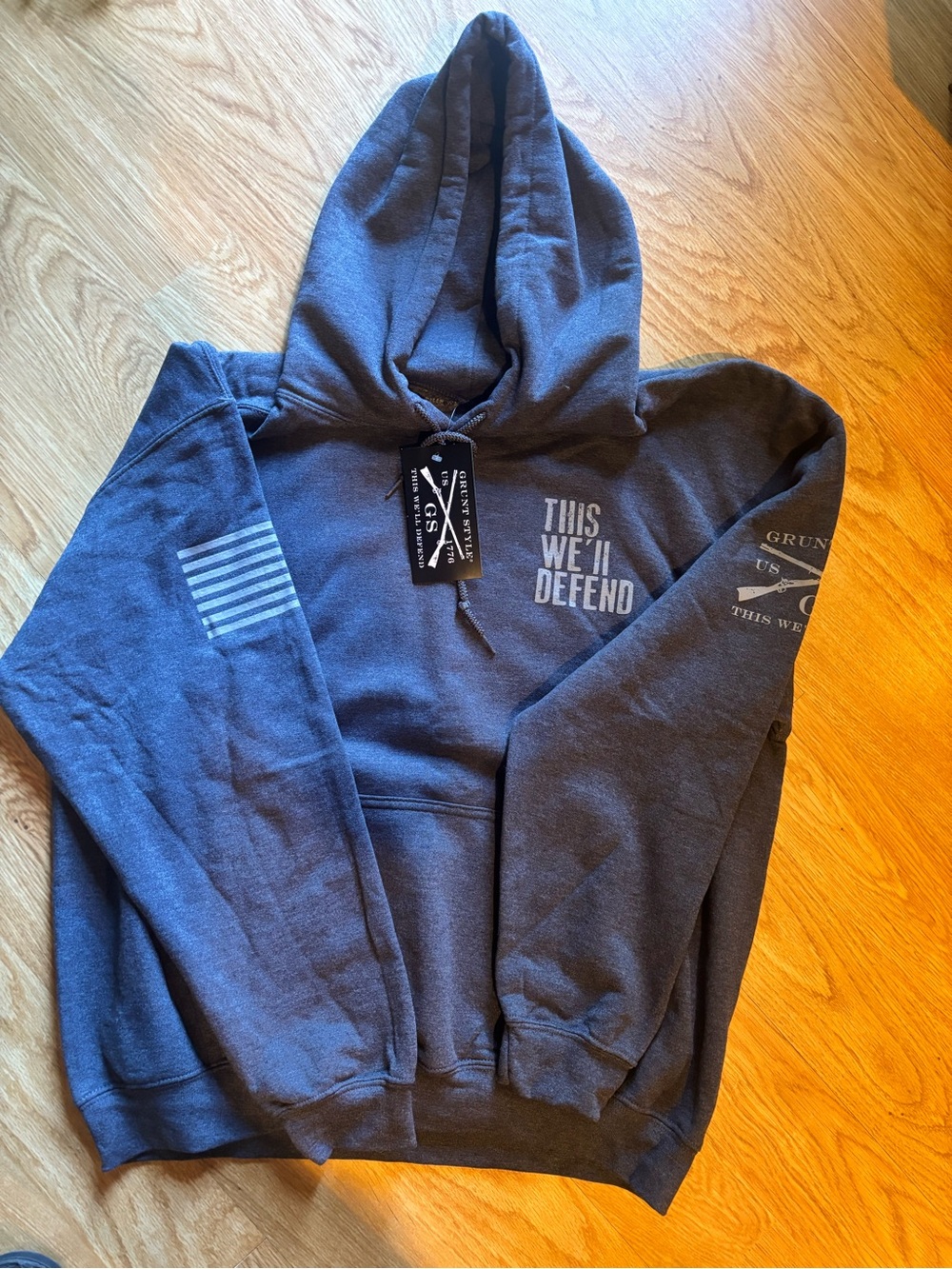 NWT! Grunt Style Grey “This We'll Defend" Pullover Hoodie